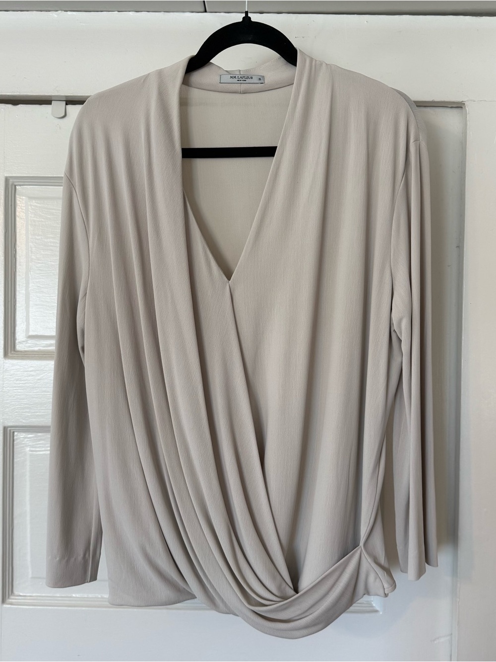 M.M.LaFleur Deneuve Draped Faux Wrap Top Ivory Size XL